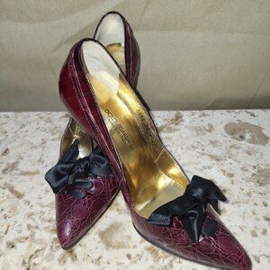Merlot Heels with Black Bow